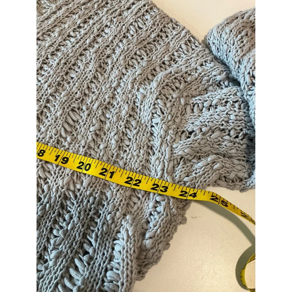 Free‎ People Beach Comber Sweater Chunky Crochet Knit V-Neck Boho Coastal Grey S